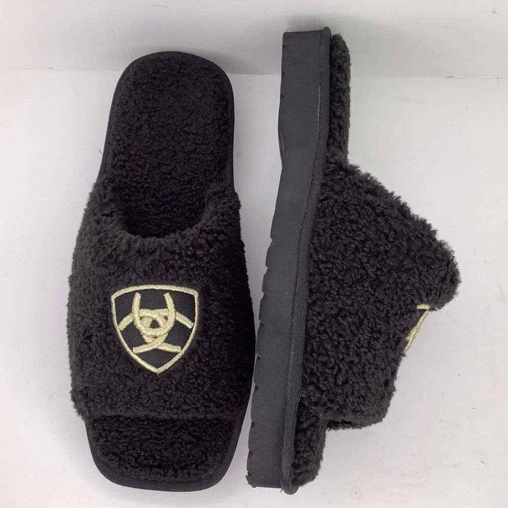 New Ariat Cozy Chic Square Toe Slipper Black Slide Women’s Slippers Sz 8